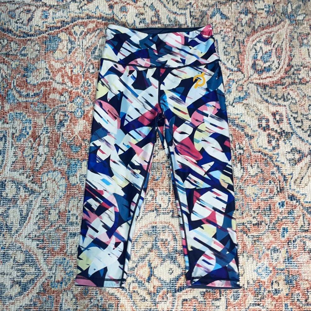 WITH Wear It To Heart x Peloton Multicolor Crop Leggings SZ M EUC
